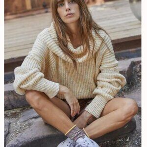 Free People Comfy Fall Cowl Oversized Slouchy Tunic Speckled Sweater Large